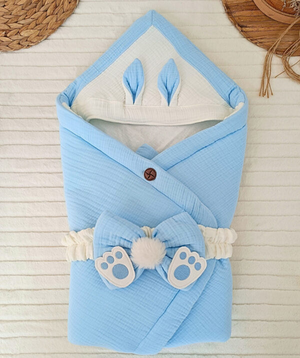 قنداق قطني ناعم مع قبعة موديل ارنب