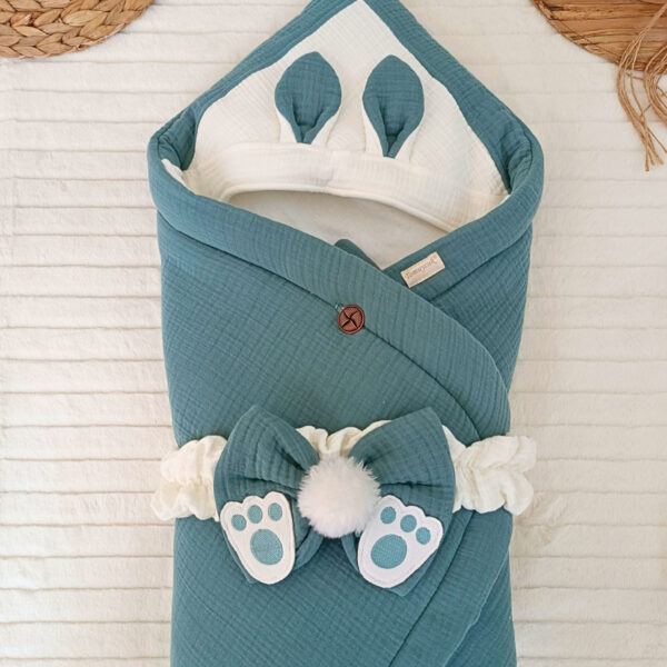 قنداق قطني ناعم مع قبعة موديل ارنب