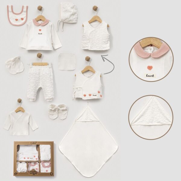 طقم مستشفى بناتي قطن 10 قطع قلوب