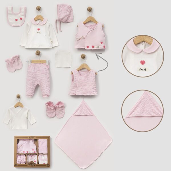 طقم مستشفى بناتي قطن 10 قطع قلوب