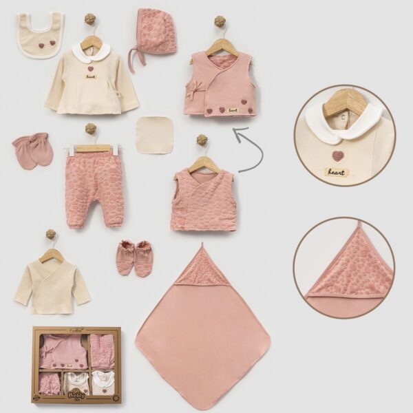 طقم مستشفى بناتي قطن 10 قطع قلوب