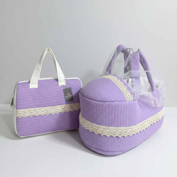 حمالة بيبي مع شنتة بلون بطرف دانتيل