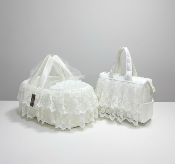 حمالة بيبي مع شنتة قماش دانتيل سميك طبقتين