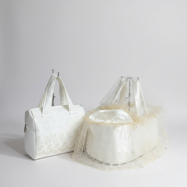 حمالة بيبي مع شنتة قماش دانتيل طبقة