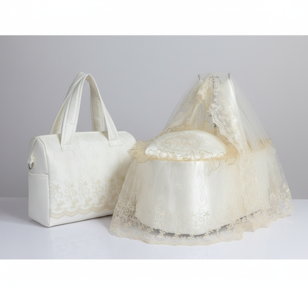 حمالة بيبي مع شنتة قماش دانتيل طبقة